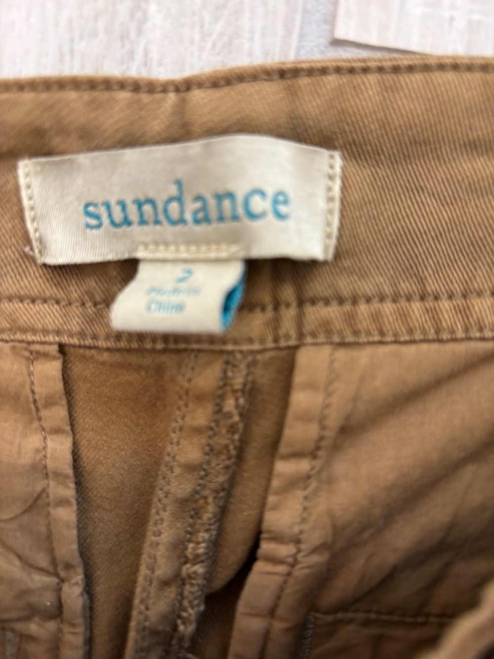 Sundance Oaklee Easy Tencel Pants  Khaki Wide Leg Button Detail Size 2 - Picture 8 of 11